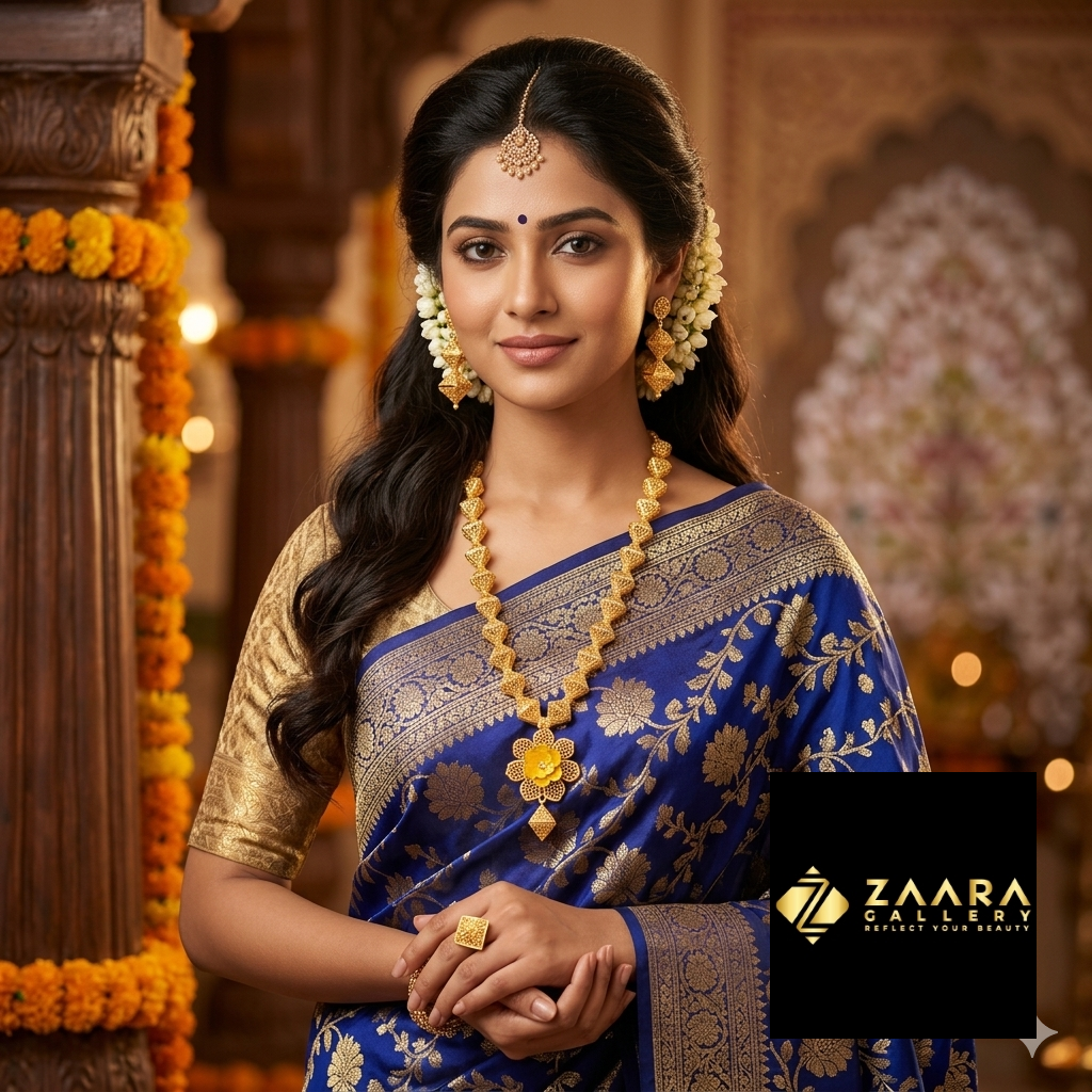 Forming Gold Plated 1.5 Gram Gold Color Polish Bridal Necklace Earrings Set For Women (Imported) M-GPN408 - Gold Plated Necklace Set for Women - Necklace Earrings Set